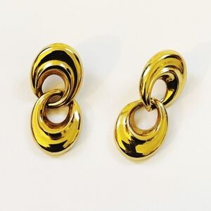 Vintage Monet Dangle Earrings Drop Earring Infinity Circle Earrings Gold Tone